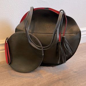 Anthropologie Remy/Reid Allison Black & Red Interior Bag with Round Wristlet